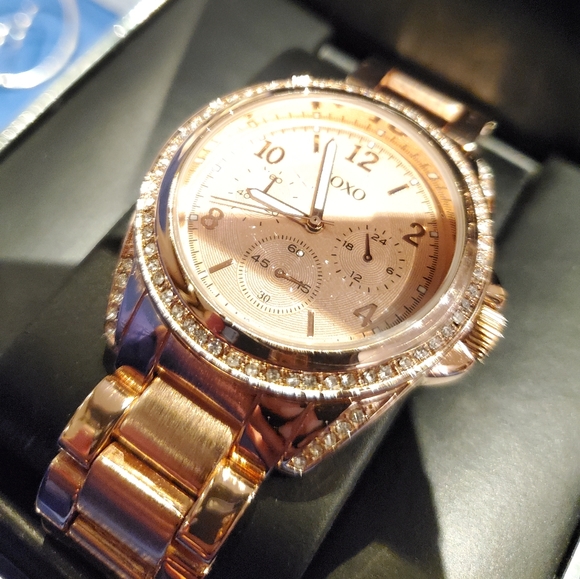NEW IN BOX XOXO Rose Gold Crystal Watch